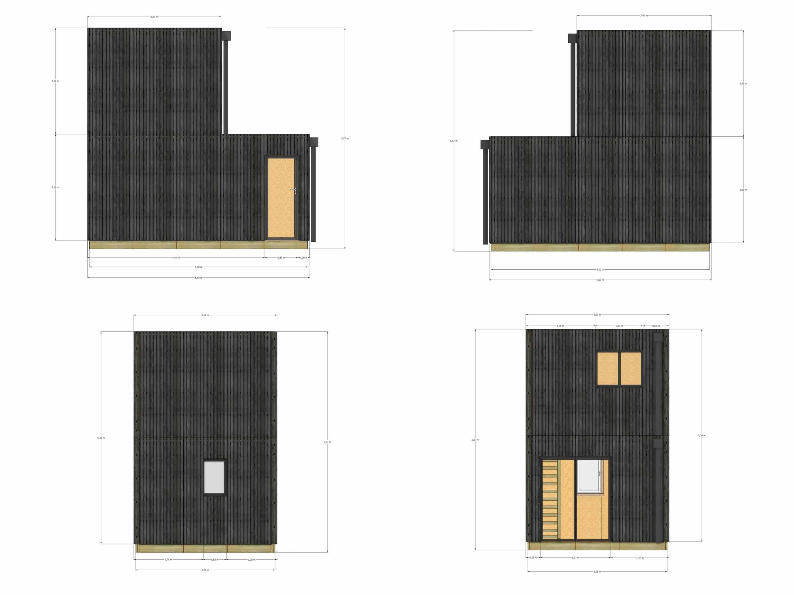 Studio de jardin bien isolé en bois 5,5 x 3,5 x 2,7 m / isolation RE2020 avec plancher isolé avec mezzanine et terrasse - Image 4