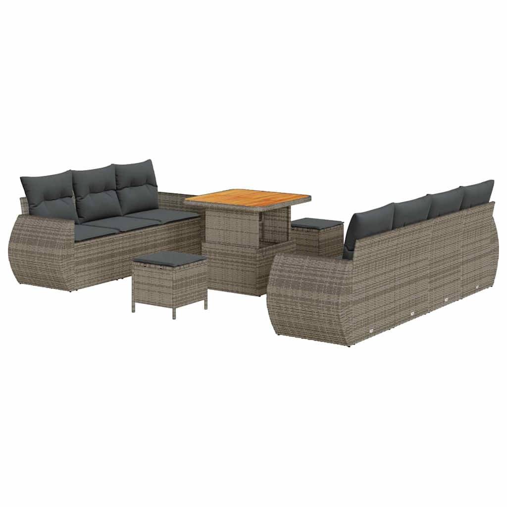 ComfortXL - Canapé Extérieur 10 pcs Polyrotin Gris Table Relevable & Stockage Malin – ComfortXL Outdoor Living - Image 2