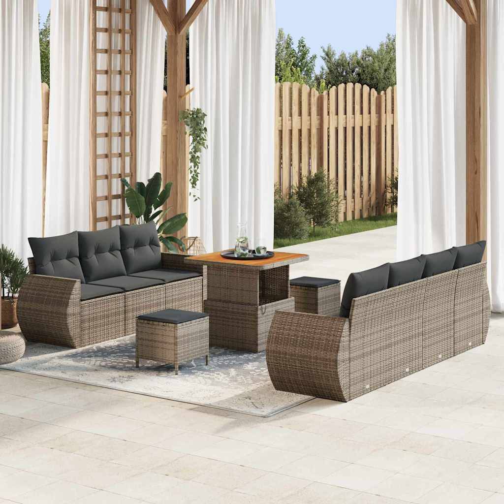 ComfortXL - Canapé Extérieur 10 pcs Polyrotin Gris Table Relevable & Stockage Malin – ComfortXL Outdoor Living - Image 1