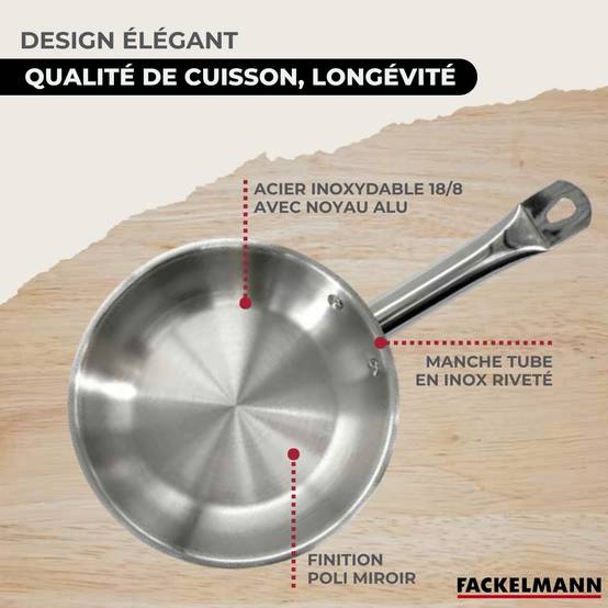 Batterie de cuisine avec 3 faitouts 16/20/24 cm et 1 poêle 20 cm avec 5 ustensiles de cuisine Fackelmann Etherna Brillant Vario - Image 5