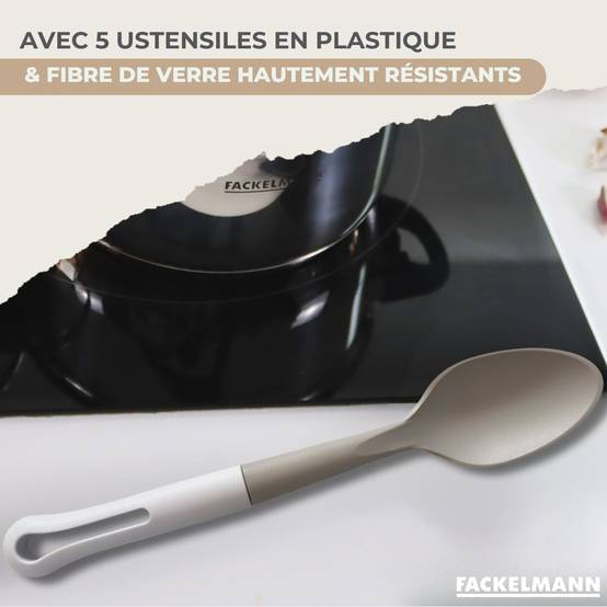 Batterie de cuisine avec 3 faitouts 16/20/24 cm et 1 poêle 20 cm avec 5 ustensiles de cuisine Fackelmann Etherna Brillant Vario - Image 7