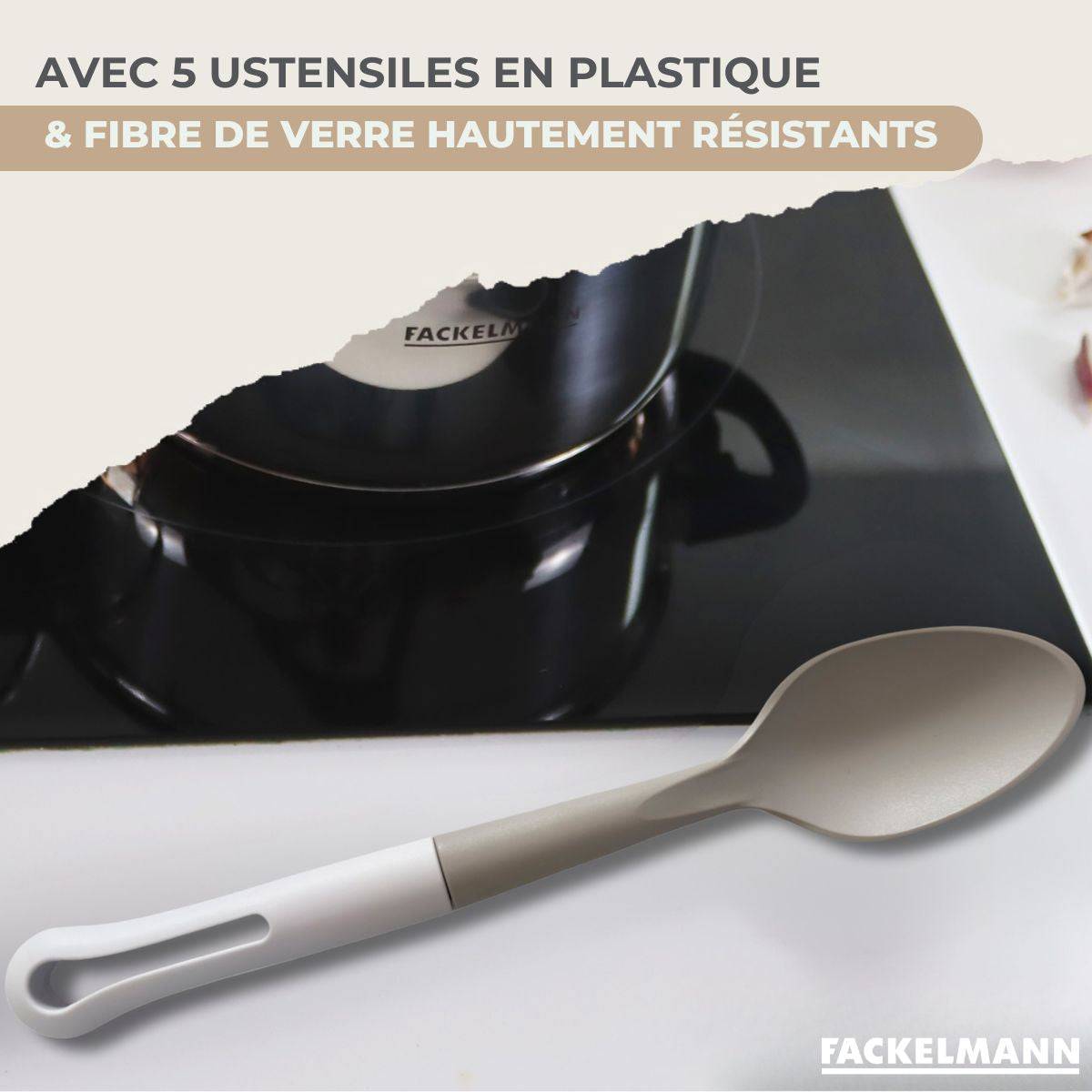 Batterie de cuisine avec 3 faitouts 16/20/24 cm et 1 poêle 20 cm avec 5 ustensiles de cuisine Fackelmann Etherna Brillant Vario - Image 7