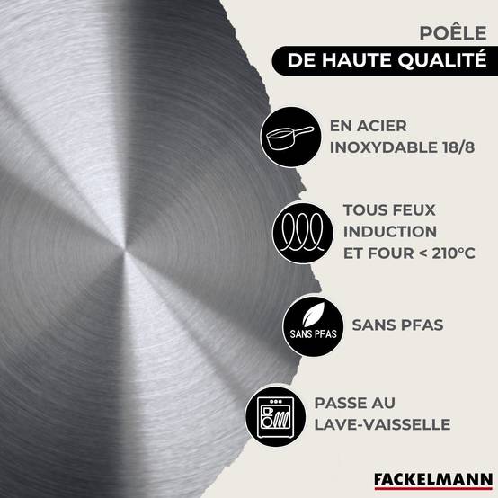 Batterie de cuisine avec 3 faitouts 16/20/24 cm et 1 poêle 20 cm avec 5 ustensiles de cuisine Fackelmann Etherna Brillant Vario - Image 4