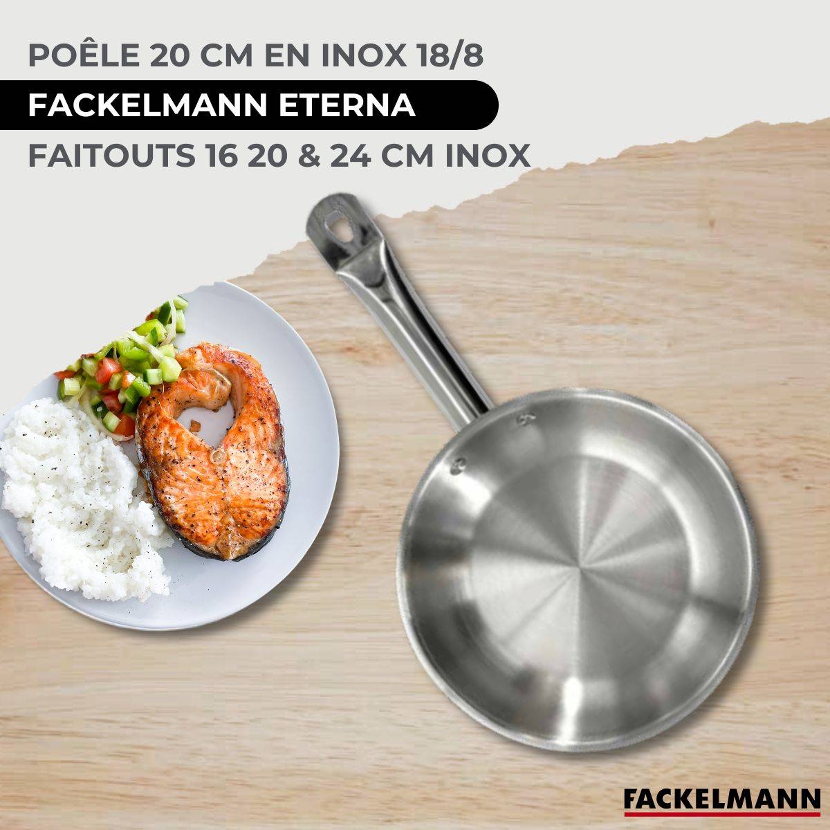 Batterie de cuisine avec 3 faitouts 16/20/24 cm et 1 poêle 20 cm avec 5 ustensiles de cuisine Fackelmann Etherna Brillant Vario - Image 2