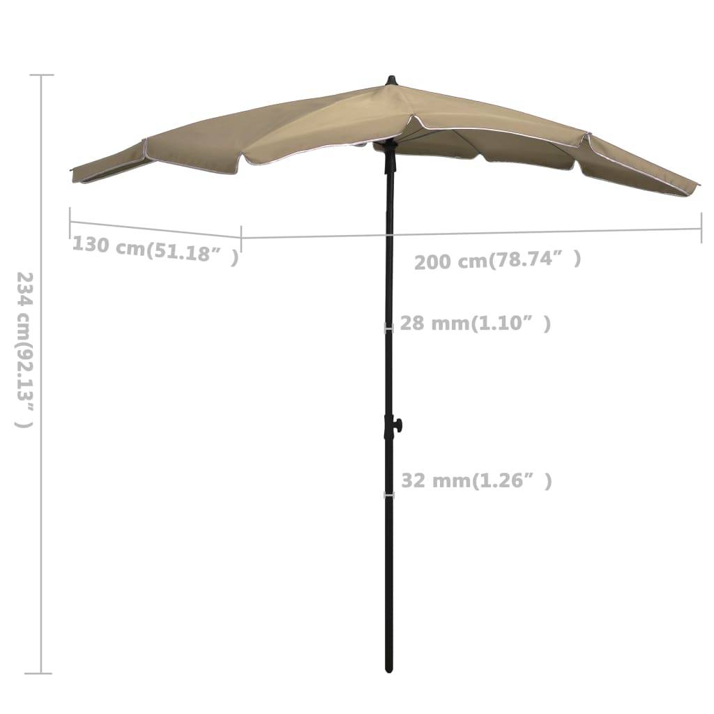 Parasol de jardin - parasol d'extérieur avec mât 200x130 cm taupe - MEUBLE PRO - Image 6