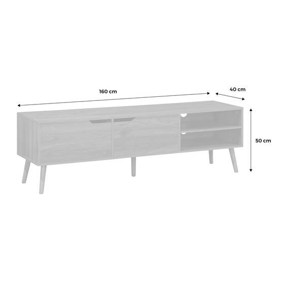 sweeek - Meuble TV décor bois de noyer. 2 portes. 1 étagère. 160cm | sweeek - Image 5