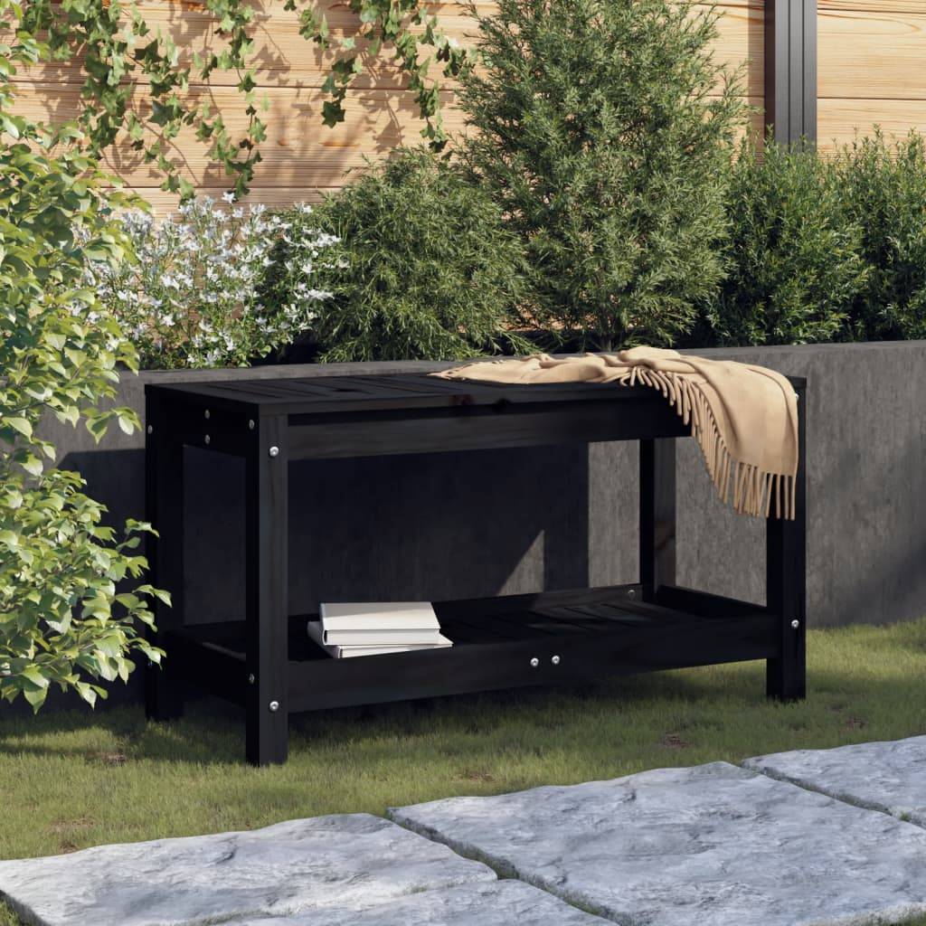 Maison Chic - Banc de jardin - Banc d'extérieur - Banquette noir 82,5x35x45 cm bois massif de pin - Image 2