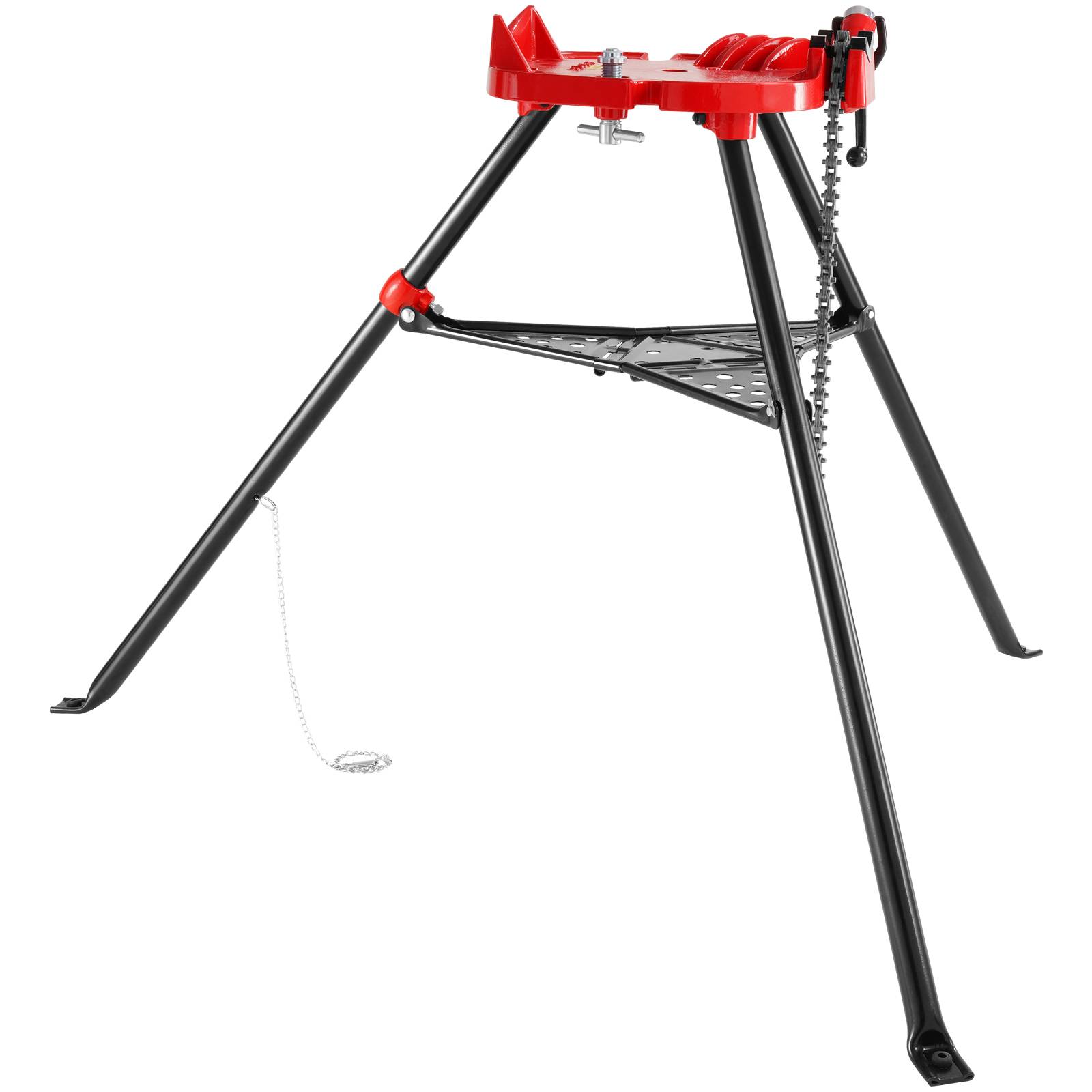 VEVOR Support tuyau/étau à chaîne 3.2-152mm, trépied acier pliable avec plateau à outils, pour cintrage tubes. - Image 1