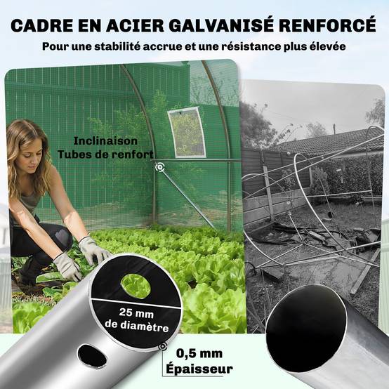 Serre tunnel de jardin en PE et acier pour cultures maraîchères 400x295cm vert - ComfortXL Outdoor Living - Image 9