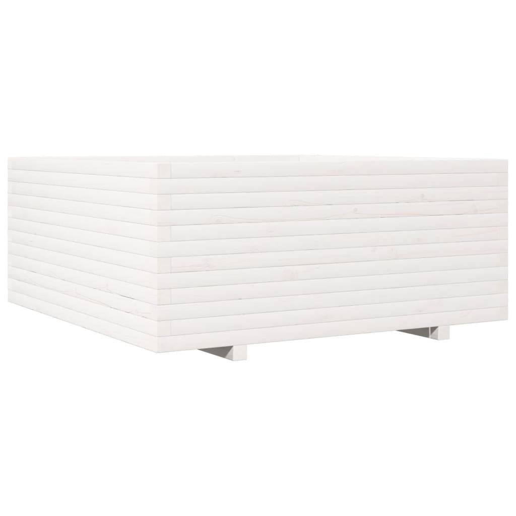 ComfortXL - Très Grand Pot Carré Bois Pin Massif pour Jardin Extérieur Blanc 110cm – ComfortXL Outdoor Living - Image 2