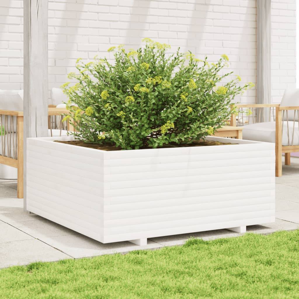 ComfortXL - Très Grand Pot Carré Bois Pin Massif pour Jardin Extérieur Blanc 110cm – ComfortXL Outdoor Living - Image 3