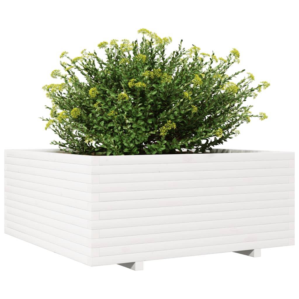 ComfortXL - Très Grand Pot Carré Bois Pin Massif pour Jardin Extérieur Blanc 110cm – ComfortXL Outdoor Living - Image 4