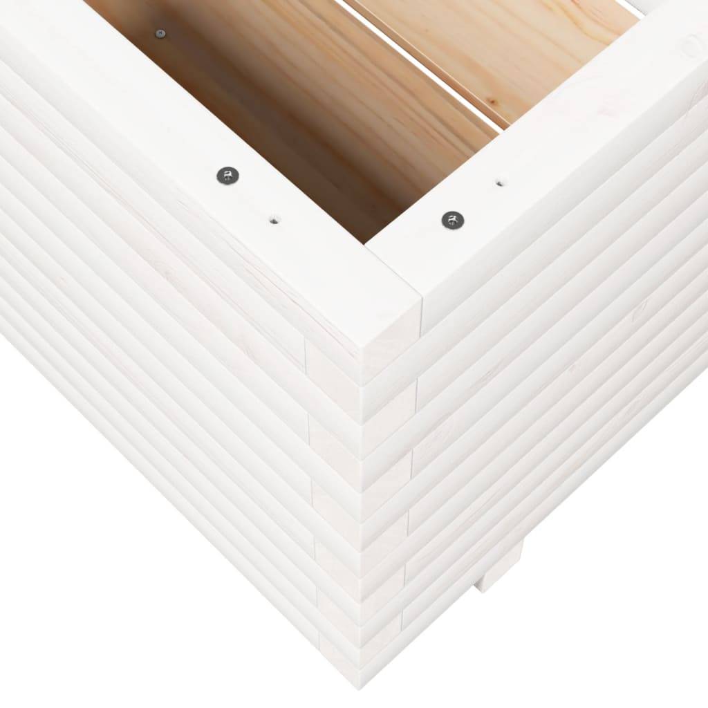 ComfortXL - Très Grand Pot Carré Bois Pin Massif pour Jardin Extérieur Blanc 110cm – ComfortXL Outdoor Living - Image 8