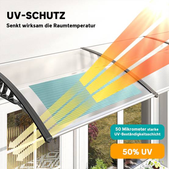 Auvent de porte polycarbonate blanc 295 x 90 x 23.5 cm - PANGIVO - Image 6