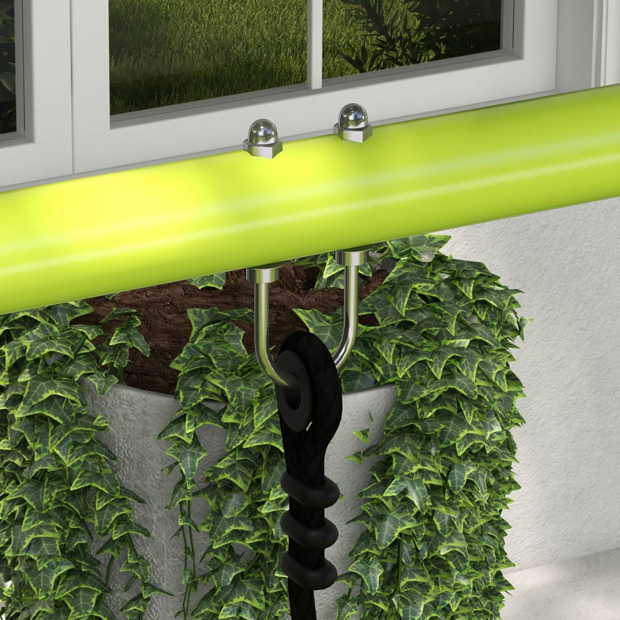 Outsunny - Balançoire 2 agrès portique avec balançoire et face à face dim. 2,55L x 1,6l x 1,8H m métal époxy PE gris vert - Outsunny - Image 6