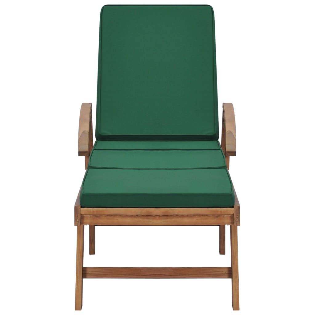 Helloshop26 - Lot de 2 transats chaise longue bain de soleil lit de jardin terrasse meuble d'extérieur avec coussins bois de teck solide vert - Image 3