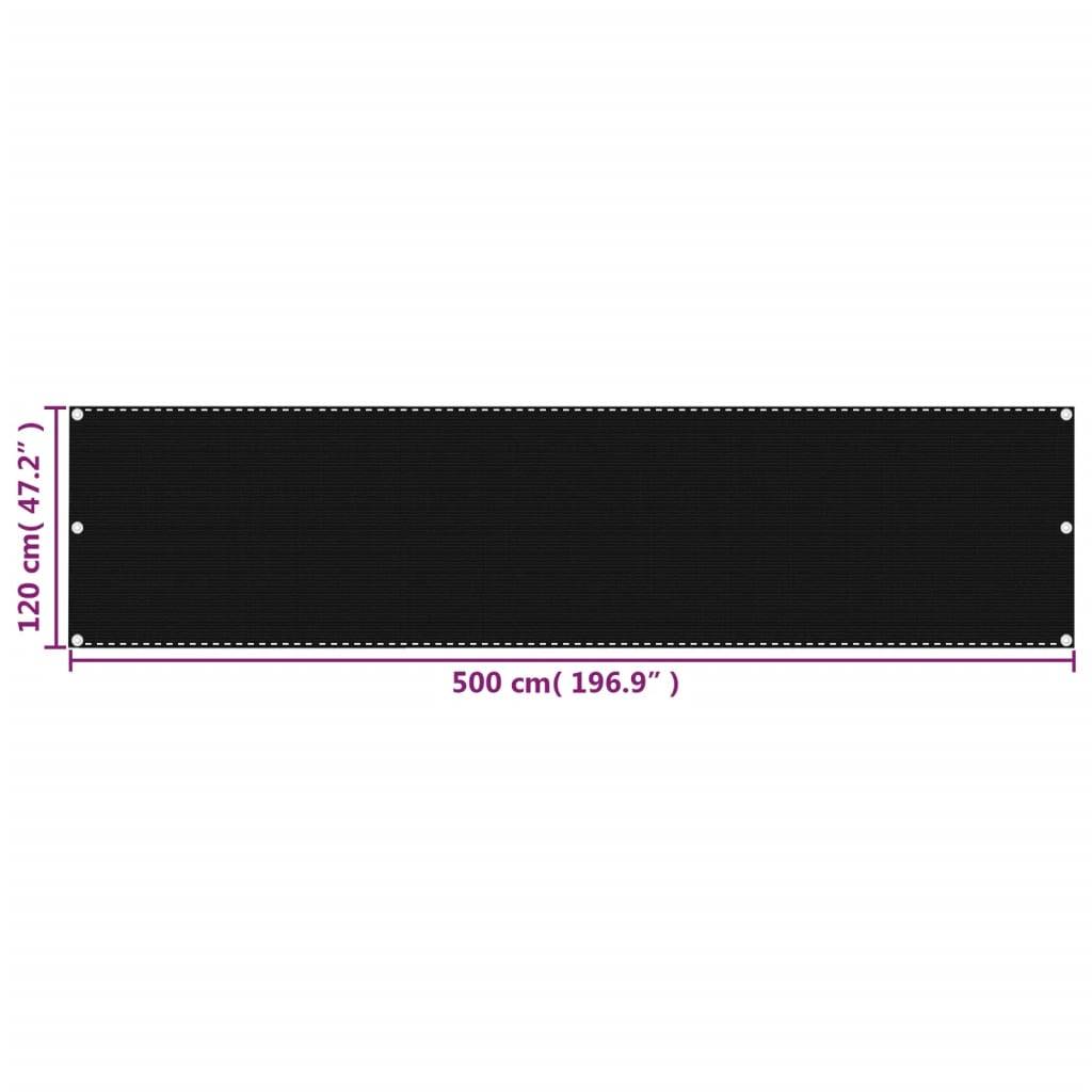Helloshop26 - Écran de balcon brise pare vue protection confidentialité 120 x 500 cm PEHD noir - Image 5