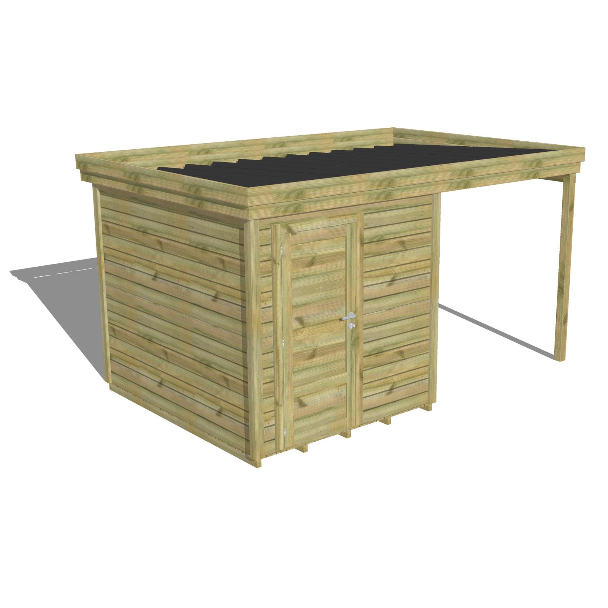 Abri Français - ABRI DE JARDIN bois autoclave 27mm - 4,14x2,64m / 11m2 - Bac acier - Plancher bois - Image 1