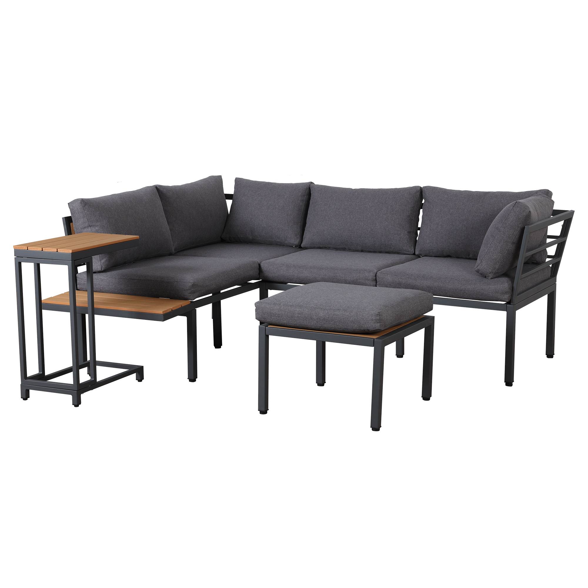 Salon de jardin angle acier galvanisé terrasse balcon canapé modulable gris noir - ComfortXL Outdoor Living - Image 2
