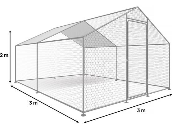 Enclos à Poules 9 M² Parc Grillagé 3 X 3 X 2 M Acier Galvanisé -habitat Et Jardin - Image 3