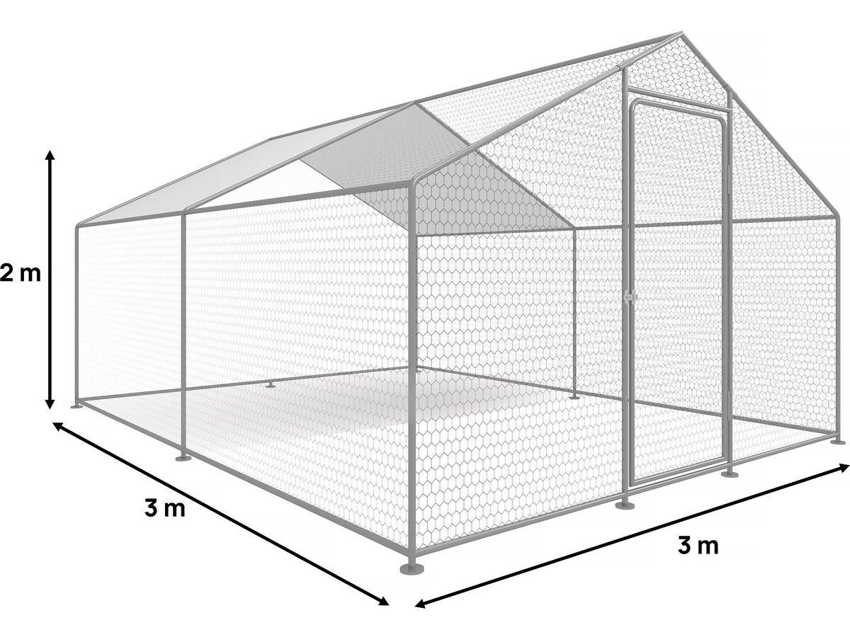 Enclos à Poules 9 M² Parc Grillagé 3 X 3 X 2 M Acier Galvanisé -habitat Et Jardin - Image 3