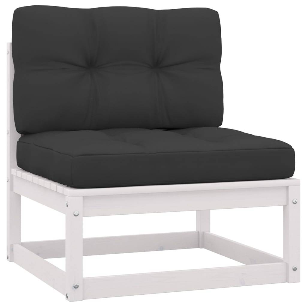 Helloshop26 - Salon de jardin meuble d'extérieur ensemble de mobilier 14 pièces avec coussins blanc bois de pin massif - Image 4