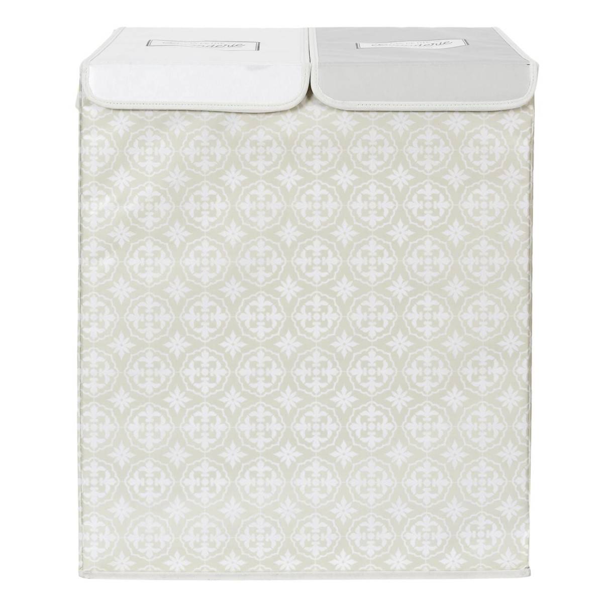 Panier à Linge Double "Ma Petite Buanderie" 57cm Beige - Image 2