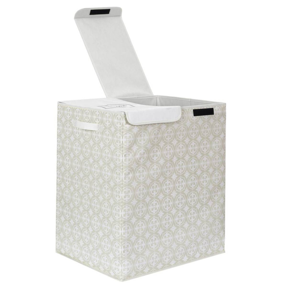 Panier à Linge Double "Ma Petite Buanderie" 57cm Beige - Image 5