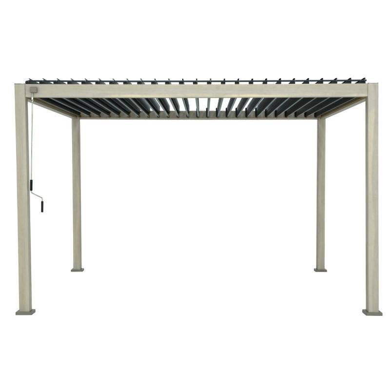Ombrea - Pergola bioclimatique Ombréa autoportée - 3x4m - Woodlook et lames anthracite - Image 2