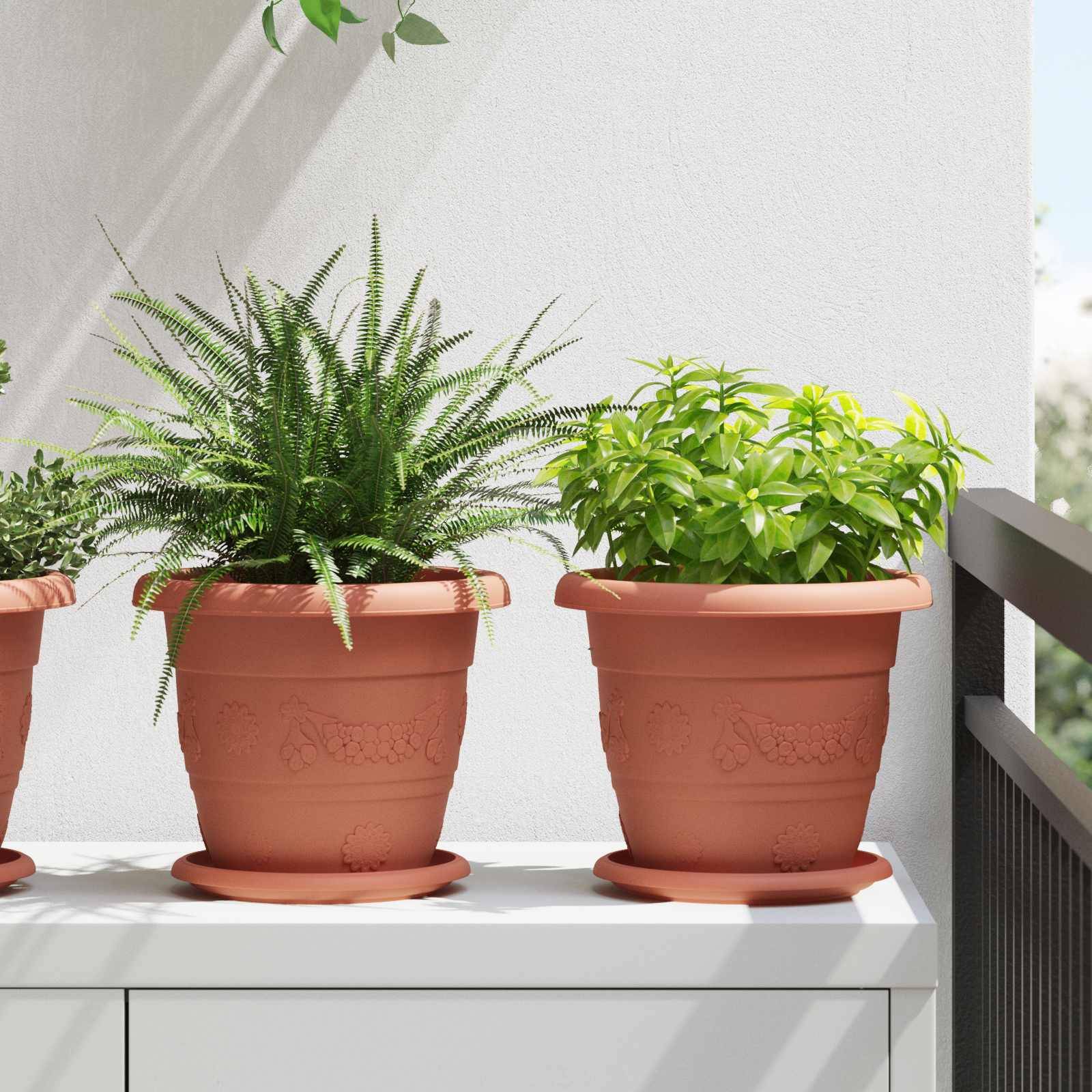 Pots de plantes 24 pcs | Bac à fleurs Rouge brique Ø 26 x 21.5 cm Plastique - Image 2