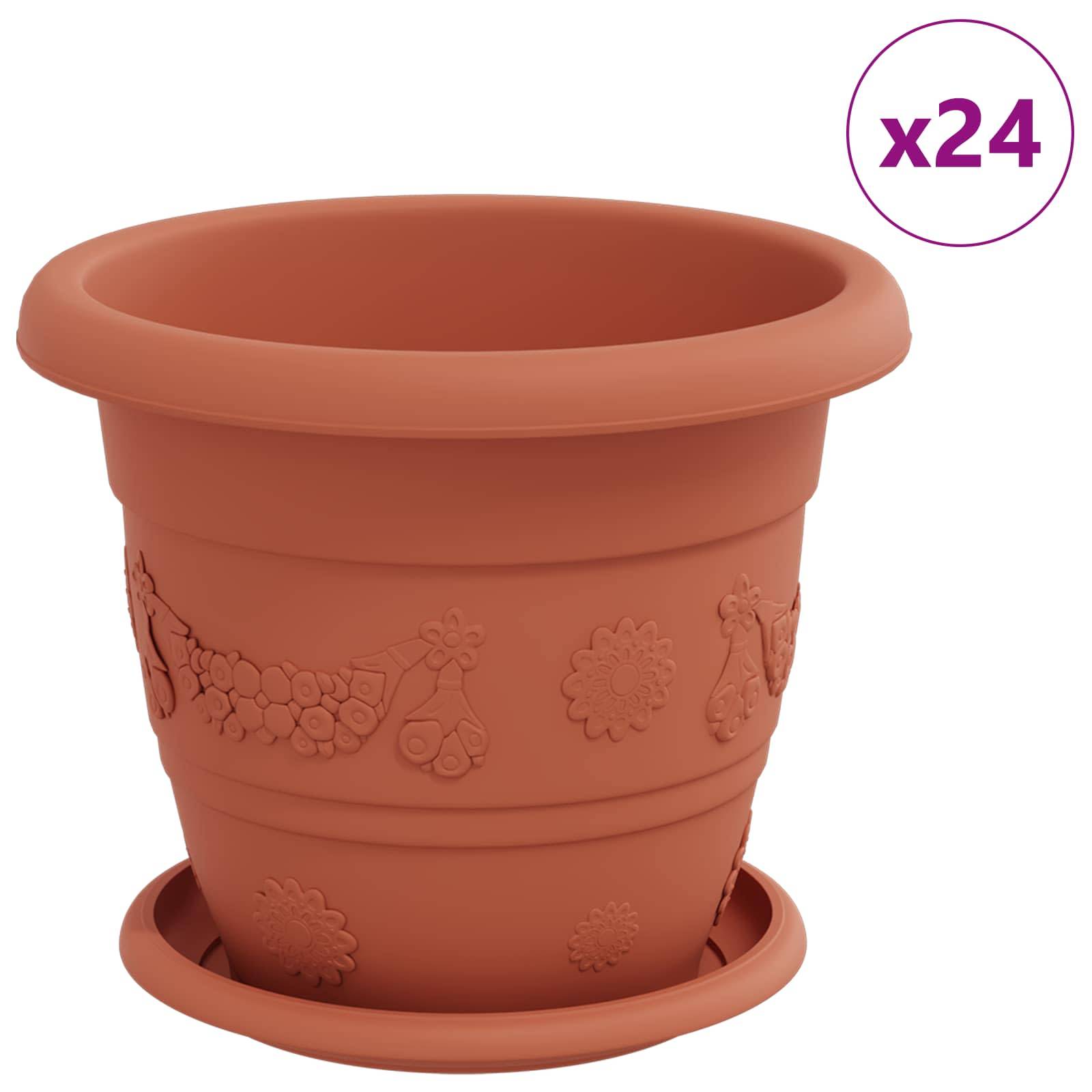 Pots de plantes 24 pcs | Bac à fleurs Rouge brique Ø 26 x 21.5 cm Plastique - Image 1
