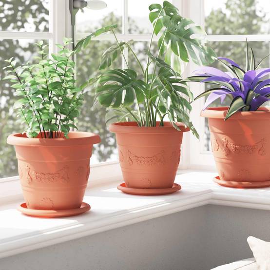 Pots de plantes 24 pcs | Bac à fleurs Rouge brique Ø 26 x 21.5 cm Plastique - Image 4