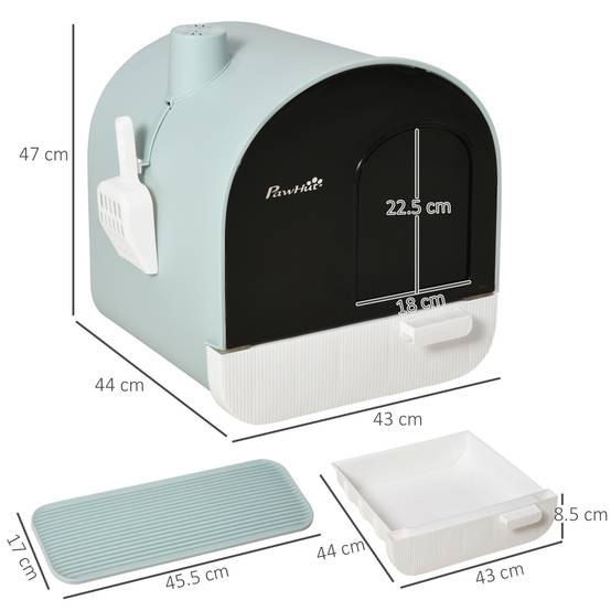 ComfortXL - Maison Toilette Chat Fermée Filtre Pelle Tapis Vert 43x44x47cm - ComfortXL Pet Living - Image 3