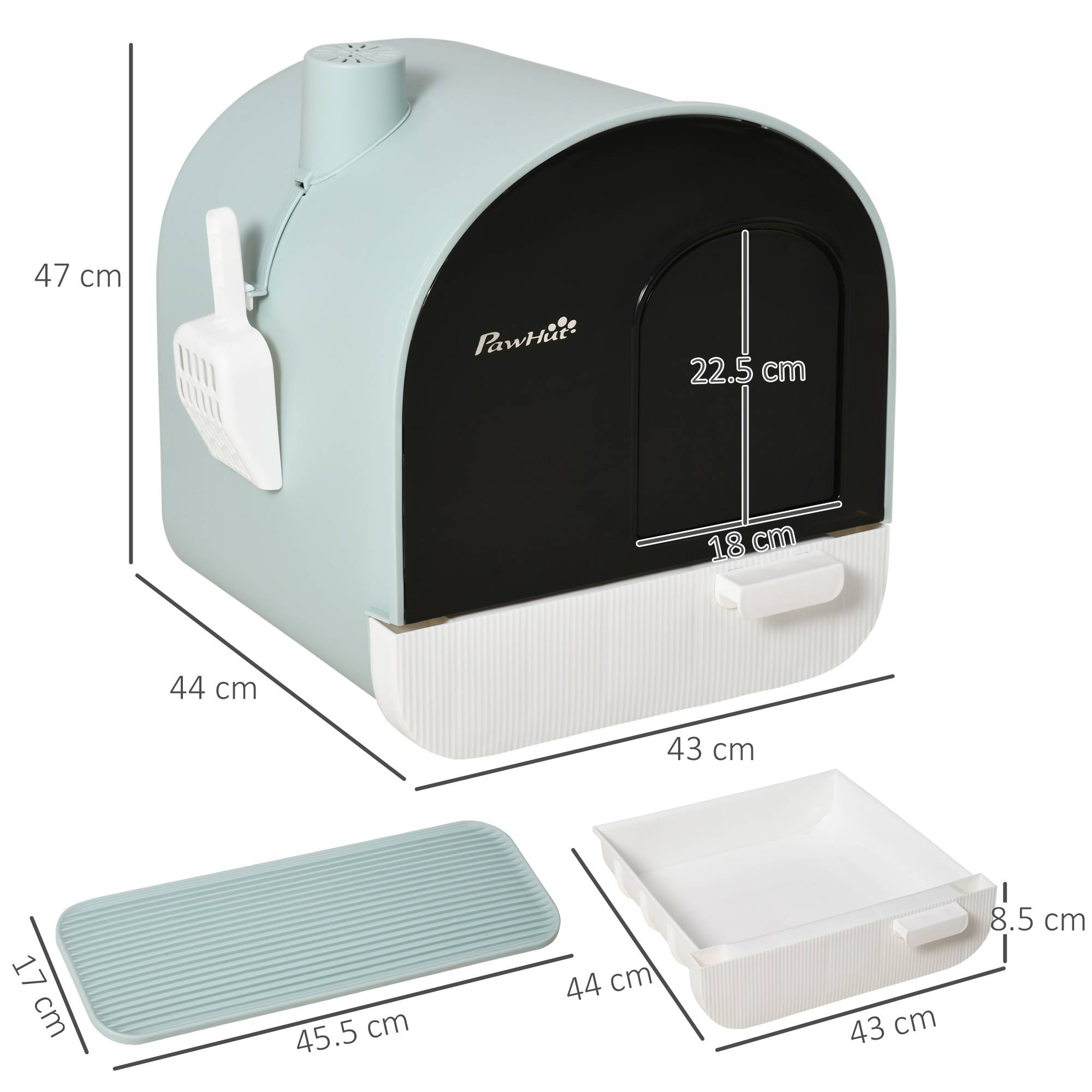 ComfortXL - Maison Toilette Chat Fermée Filtre Pelle Tapis Vert 43x44x47cm - ComfortXL Pet Living - Image 3