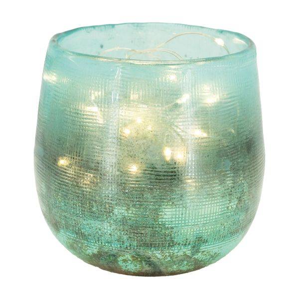 Aubry Gaspard - Photophore en verre teinté turquoise Aubry Gaspard - Image 2