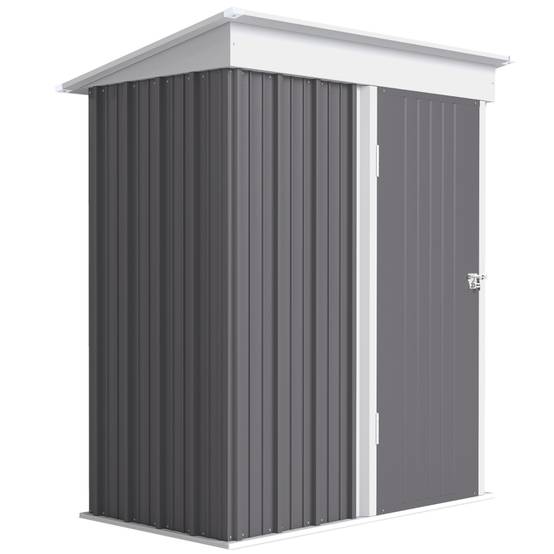 Abri jardin adossable Acier Rangement extérieur avec étagères Gris 161x95cm - ComfortXL Outdoor Living - Image 1