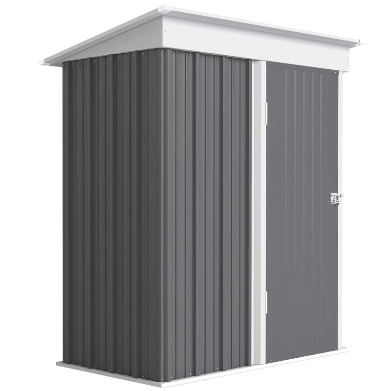 Abri jardin adossable Acier Rangement extérieur avec étagères Gris 161x95cm - ComfortXL Outdoor Living - Image 1