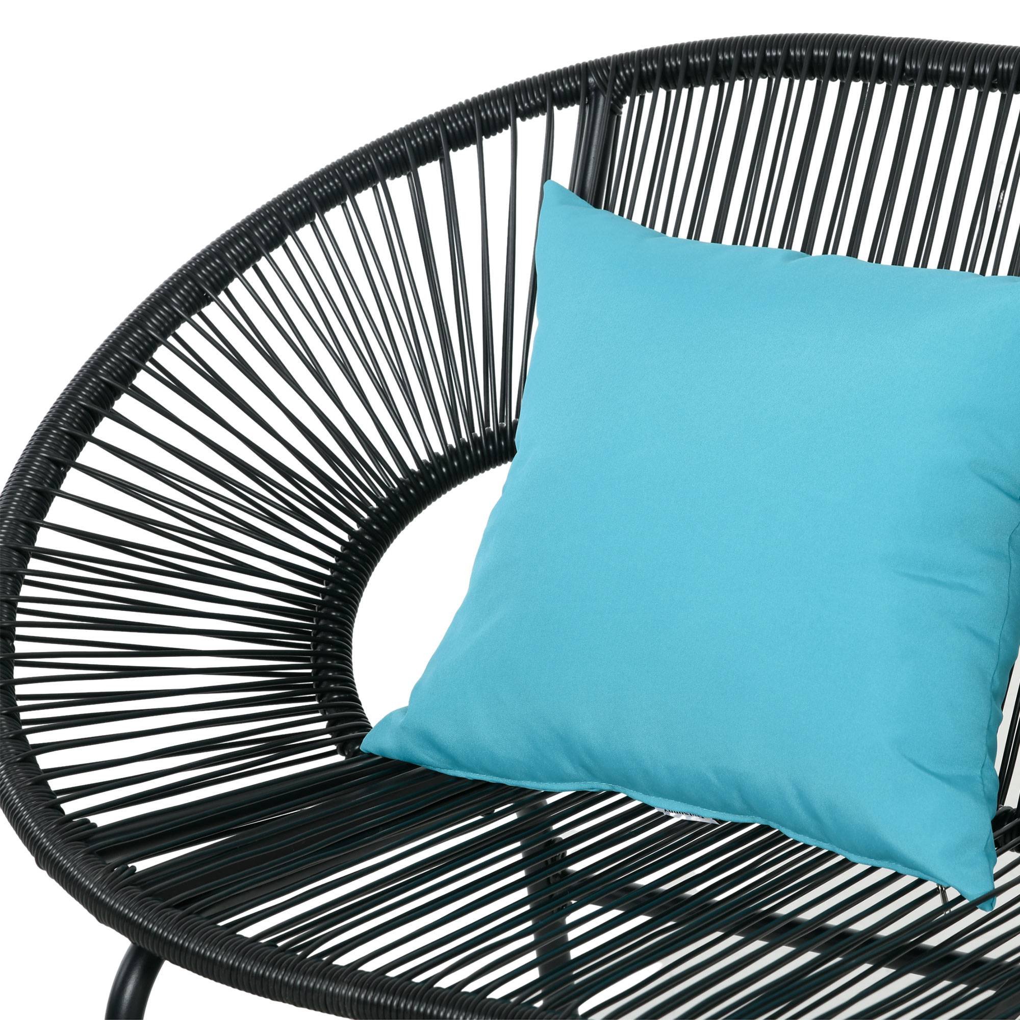 Sans Marque - Banquette banc de jardin 2 places en métal et cordage en résine avec 2 coussins - dim. 132L x 72l x 83H cm - noir - Image 10