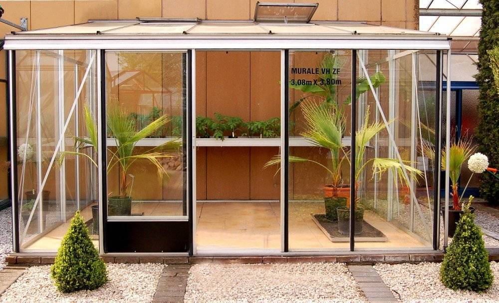 15m²  -  Serre en polycarbonate 8 mm alvéolés  - Euro Murale serre adossée - Laquée - 15m² - gris anthracite - L'atelier Des Serres - Image 2