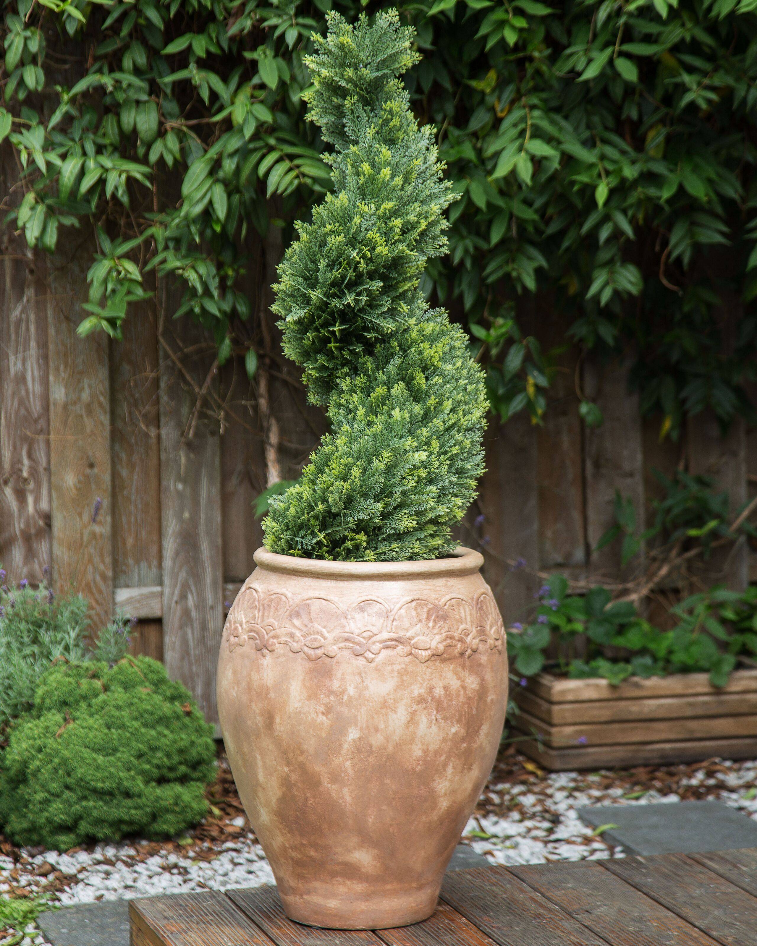 Pot de Fleurs Marron en Terre Cuite 48 cm Jardin Extérieur Accessoires Intérieur - Image 2