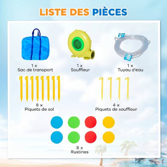 Château gonflable aire de jeux avec toboggan trampoline piscines + 3-8 ans 390 x 300 x 197 cm - multicolore - Image 7