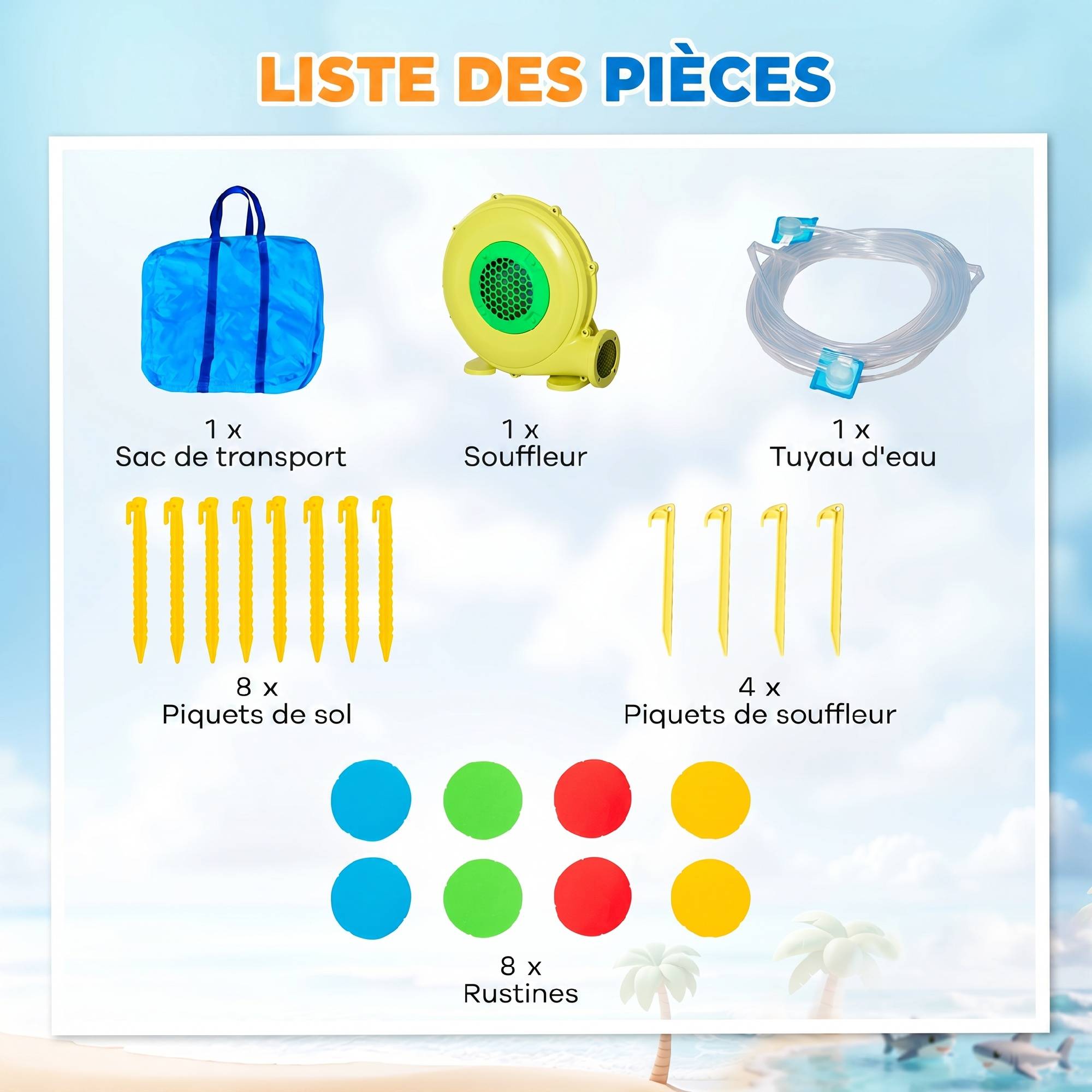 Château gonflable aire de jeux avec toboggan trampoline piscines + 3-8 ans 390 x 300 x 197 cm - multicolore - Image 7