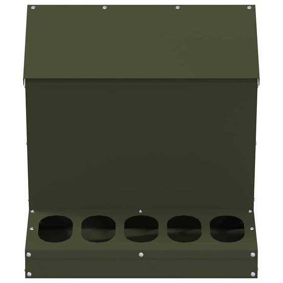 Distributeur Graines Métal Poule Robuste 5kg Vert Olive - ComfortXL Outdoor Living - Image 5
