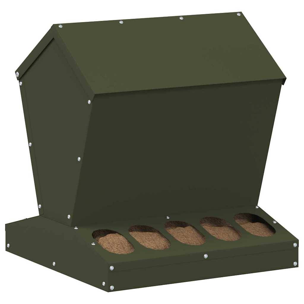 Distributeur Graines Métal Poule Robuste 5kg Vert Olive - ComfortXL Outdoor Living - Image 3