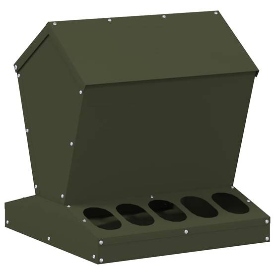 Distributeur Graines Métal Poule Robuste 5kg Vert Olive - ComfortXL Outdoor Living - Image 2