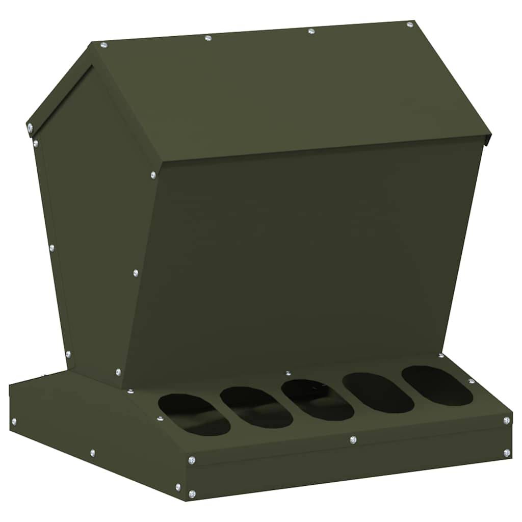 Distributeur Graines Métal Poule Robuste 5kg Vert Olive - ComfortXL Outdoor Living - Image 2