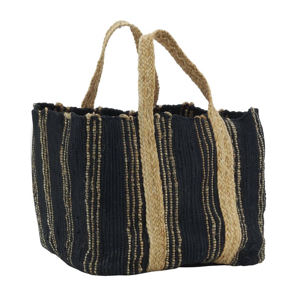 Aubry Gaspard - Corbeille de rangement en jute naturel et noir - Image 1