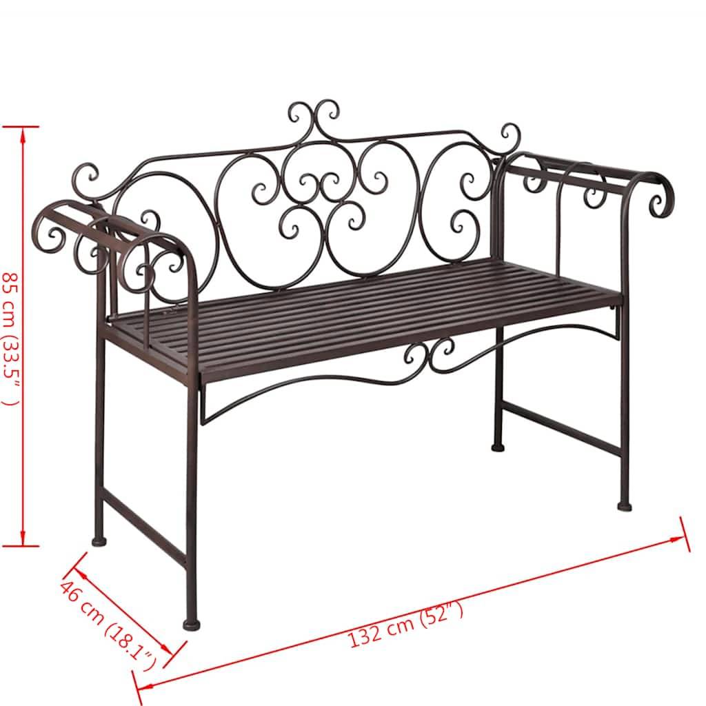 ComfortXL - Banc de Jardin Métal Résistant aux Intempéries Style Antique Marron 132 cm – ComfortXL Outdoor Living - Image 5
