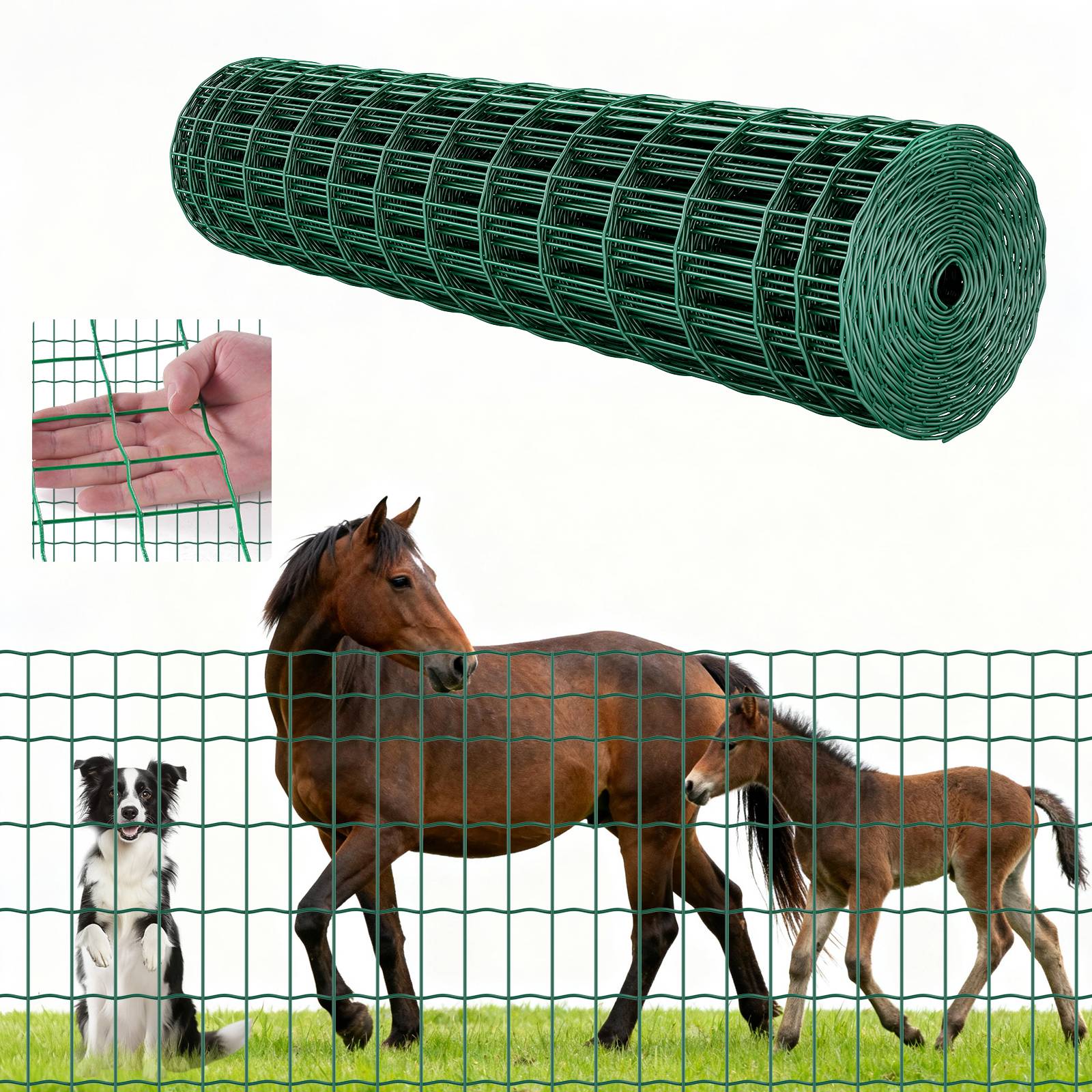 Vevor - VEVOR Grillage métallique vert 5 x 10 cm 1,2 x 25 m, fil 2,1 mm, galvanisé et revêtu PVC, rouleau pour enclos et clôtures