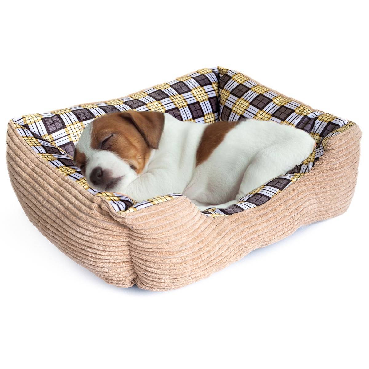 Panier pour Chien et Chat BEIGE Coussin Anti Stress Chiot Lit Confortable Lavable KZ GARDEN - Image 1